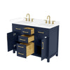 Custom image for Dark Blue with Brushed Gold Trim / White Cultured Marble / No Mirror