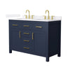 Custom image for Dark Blue with Brushed Gold Trim / White Quartz / No Mirror