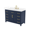 Custom image for Dark Blue with Brushed Gold Trim / Carrara Cultured Marble / No Mirror