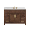 Custom image for Dark Walnut with Brushed Gold Trim / Giotto Quartz / No Mirror