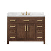 Custom image for Dark Walnut with Brushed Gold Trim / White Quartz / No Mirror