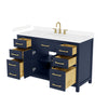 Custom image for Dark Blue with Brushed Gold Trim / Carrara Cultured Marble / No Mirror