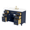 Custom image for Dark Blue with Brushed Gold Trim / White Cultured Marble / No Mirror