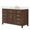 Custom image for Dark Walnut with Brushed Gold Trim / Carrara Cultured Marble / No Mirror