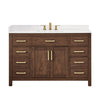 Custom image for Dark Walnut with Brushed Gold Trim / White Cultured Marble / No Mirror