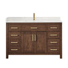 Custom image for Dark Walnut with Brushed Gold Trim / White Quartz / No Mirror
