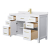 Custom image for White with Brushed Gold Trim / White Cultured Marble / No Mirror