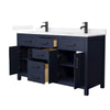 Custom image for Dark Blue with Matte Black Trim / White Quartz / No Mirror