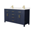 Custom image for Dark Blue with Brushed Gold Trim / Carrara Cultured Marble / No Mirror
