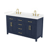 Custom image for Dark Blue with Brushed Gold Trim / Carrara Cultured Marble / No Mirror