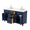 Custom image for Dark Blue with Brushed Gold Trim / White Cultured Marble / No Mirror