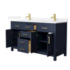 Custom image for Dark Blue with Brushed Gold Trim / White Quartz / No Mirror