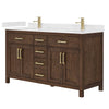 Custom image for Dark Walnut with Brushed Gold Trim / Carrara Cultured Marble / No Mirror