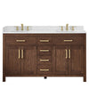 Custom image for Dark Walnut with Brushed Gold Trim / Carrara Cultured Marble / No Mirror