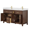 Custom image for Dark Walnut with Brushed Gold Trim / Giotto Quartz / No Mirror