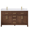 Custom image for Dark Walnut with Brushed Gold Trim / White Cultured Marble / No Mirror