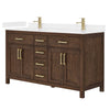 Custom image for Dark Walnut with Brushed Gold Trim / White Cultured Marble / No Mirror