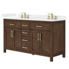 Custom image for Dark Walnut with Brushed Gold Trim / White Cultured Marble / No Mirror
