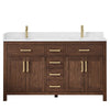 Custom image for Dark Walnut with Brushed Gold Trim / White Quartz / No Mirror
