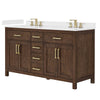 Custom image for Dark Walnut with Brushed Gold Trim / White Quartz / No Mirror