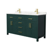 Custom image for Green with Brushed Gold Trim / Carrara Cultured Marble / No Mirror