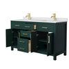 Custom image for Green with Brushed Gold Trim / White Cultured Marble / No Mirror