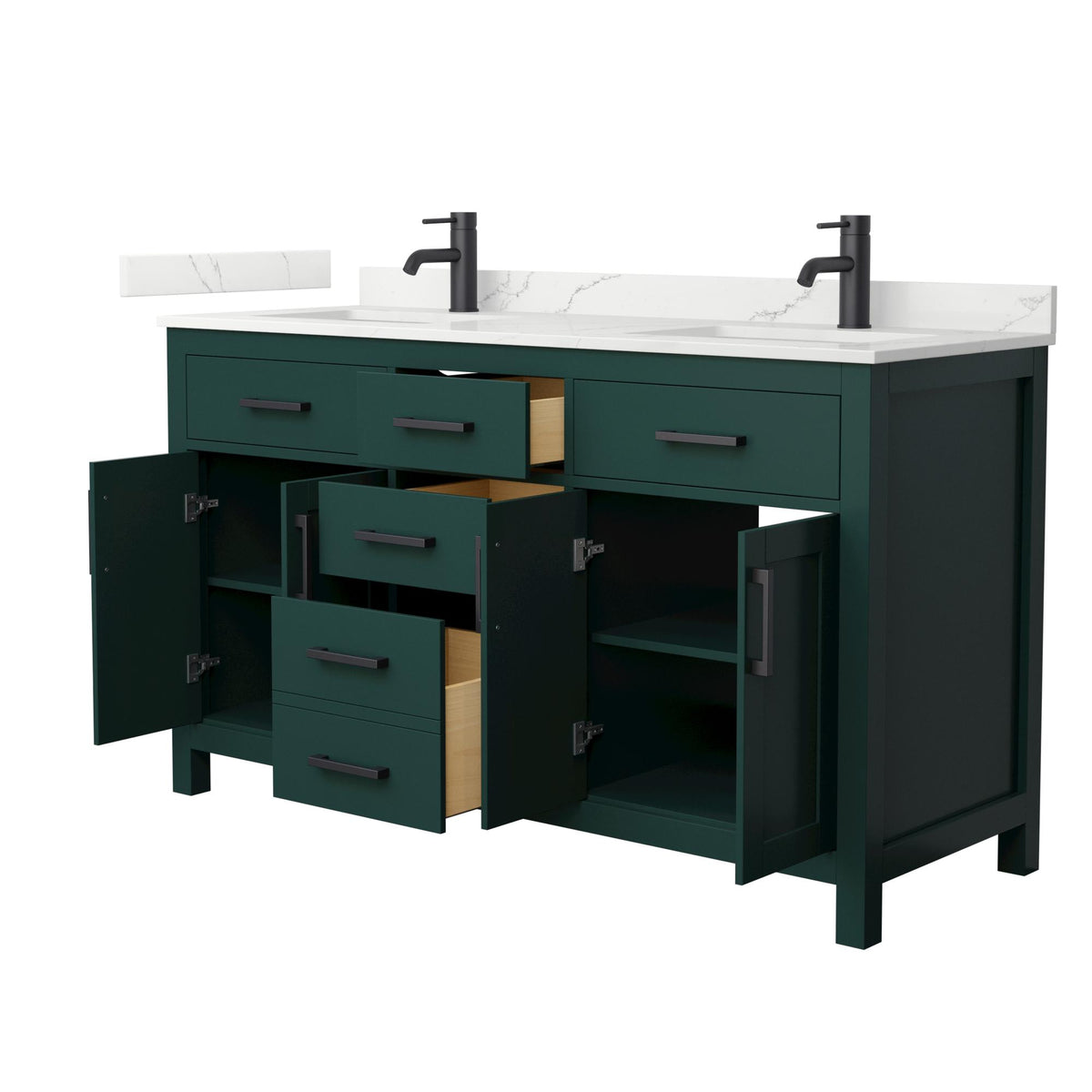 Beckett Bathroom Vanity with Countertop 60 inch Double Sink Single hol ...