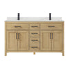Custom image for Whitewashed Oak with Matte Black Trim / White Quartz / No Mirror