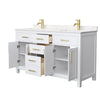 Custom image for White with Brushed Gold Trim / Carrara Cultured Marble / No Mirror