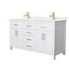Custom image for White with Brushed Gold Trim / Carrara Cultured Marble / No Mirror