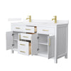Custom image for White with Brushed Gold Trim / White Quartz / No Mirror