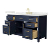 Custom image for Dark Blue with Brushed Gold Trim / Giotto Quartz / No Mirror