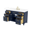 Custom image for Dark Blue with Brushed Gold Trim / White Cultured Marble / No Mirror