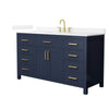 Custom image for Dark Blue with Brushed Gold Trim / White Quartz / No Mirror