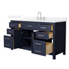 Custom image for Dark Blue with Brushed Nickel Trim / White Quartz / No Mirror