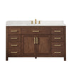 Custom image for Dark Walnut with Brushed Gold Trim / Giotto Quartz / No Mirror