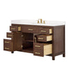 Custom image for Dark Walnut with Brushed Gold Trim / White Cultured Marble / No Mirror