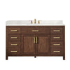 Custom image for Dark Walnut with Brushed Gold Trim / White Quartz / No Mirror