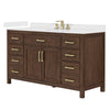 Custom image for Dark Walnut with Brushed Gold Trim / White Quartz / No Mirror