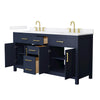 Custom image for Dark Blue with Brushed Gold Trim / White Quartz / No Mirror