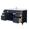 Custom image for Dark Blue with Brushed Gold Trim / White Cultured Marble / No Mirror