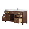 Custom image for Dark Walnut with Brushed Gold Trim / Carrara Cultured Marble / No Mirror