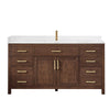 Custom image for Dark Walnut with Brushed Gold Trim / Giotto Quartz / No Mirror