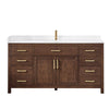 Custom image for Dark Walnut with Brushed Gold Trim / White Cultured Marble / No Mirror
