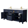 Custom image for Dark Blue with Brushed Gold Trim / Carrara Cultured Marble / No Mirror