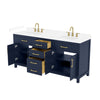 Custom image for Dark Blue with Brushed Gold Trim / White Cultured Marble / No Mirror