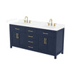 Custom image for Dark Blue with Brushed Gold Trim / White Cultured Marble / No Mirror