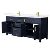 Custom image for Dark Blue with Brushed Gold Trim / White Quartz / No Mirror