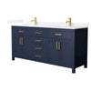 Custom image for Dark Blue with Brushed Gold Trim / White Quartz / No Mirror