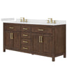 Custom image for Dark Walnut with Brushed Gold Trim / Carrara Cultured Marble / No Mirror